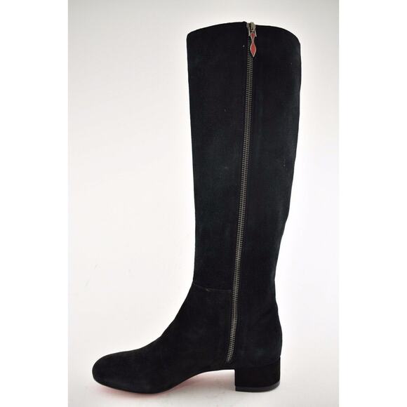 Christian Louboutin Liliboot 30 Black Suede Zipper Zip Knee High Heel Boot 34.5 - Picture 9 of 12